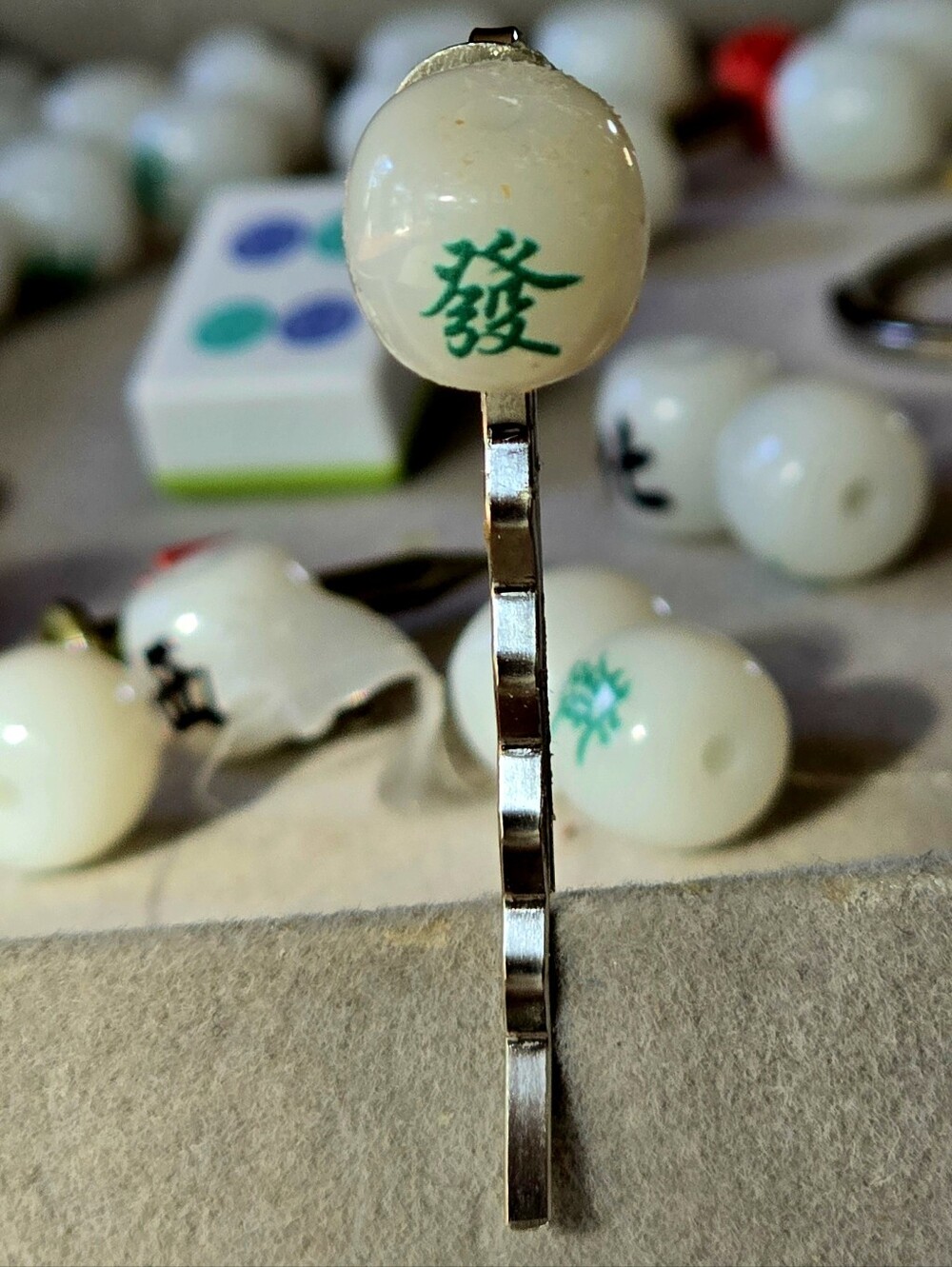 MAHJONG LOVERS NEW DESIGNER "GREEN DRAGON" CLIP IN SILVER HAIR JEWELRY ACCESSORY